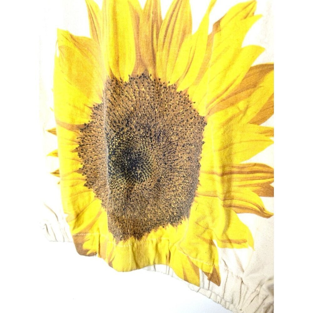 Vtg 90s Sunflower Floral Cropped USA T Shirt - Picture 5 of 7